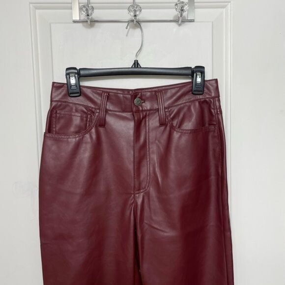 New Madewell The Plus Perfect Vintage Straight Jean Faux Leather in Cabernet 27 - Picture 8 of 14